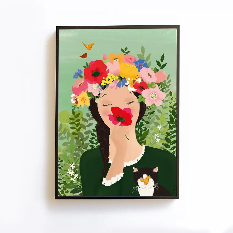 Thumbnail: Illustration Florae - Une fée des fleurs dans un univers romantique - Fait main - Made in France - Idées cadeaux