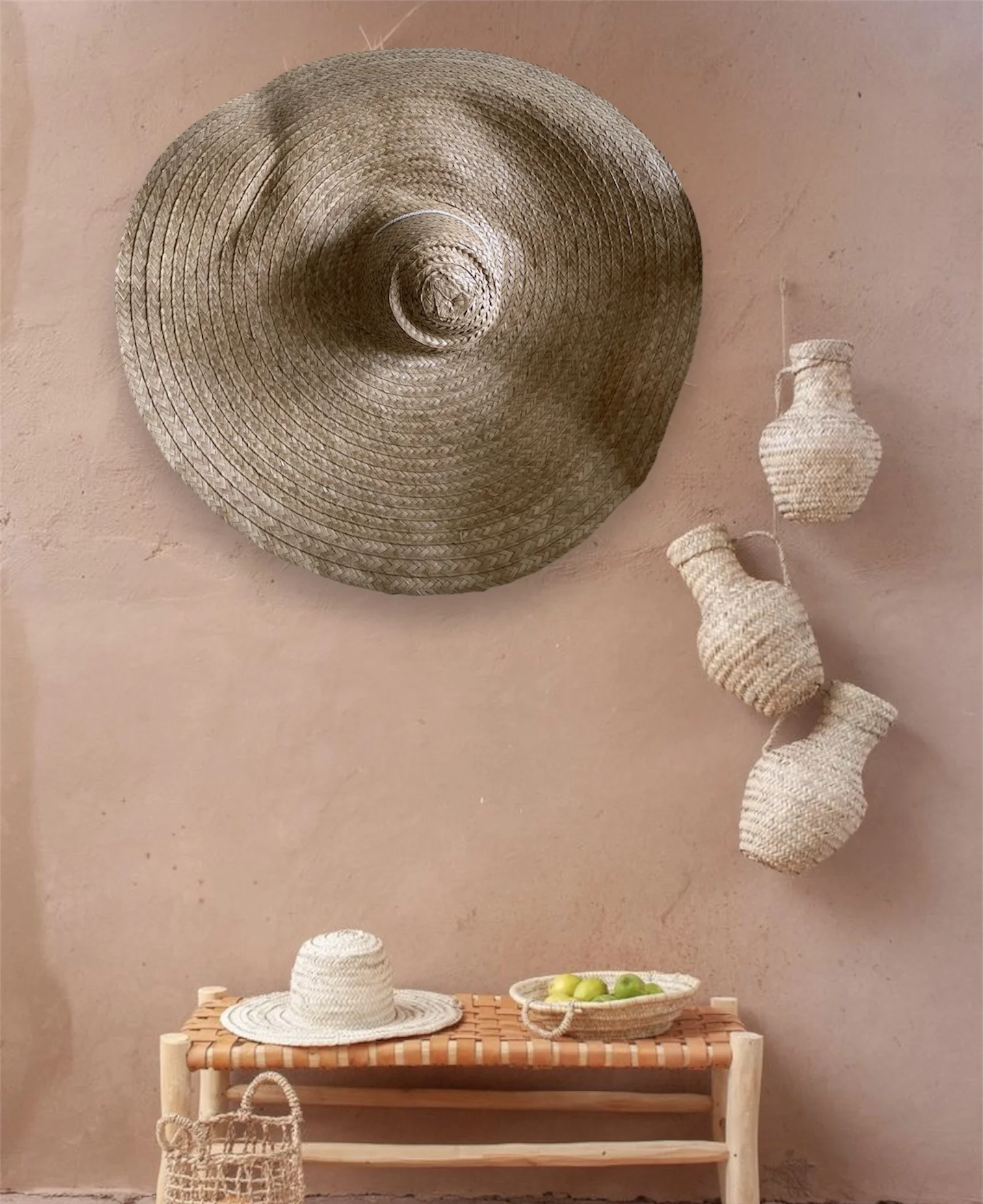 Chapeau de paille - Déco murale - Fait main - Made in France - Décoration intérieur - Déco bohème - Déco salon - Déco chambre