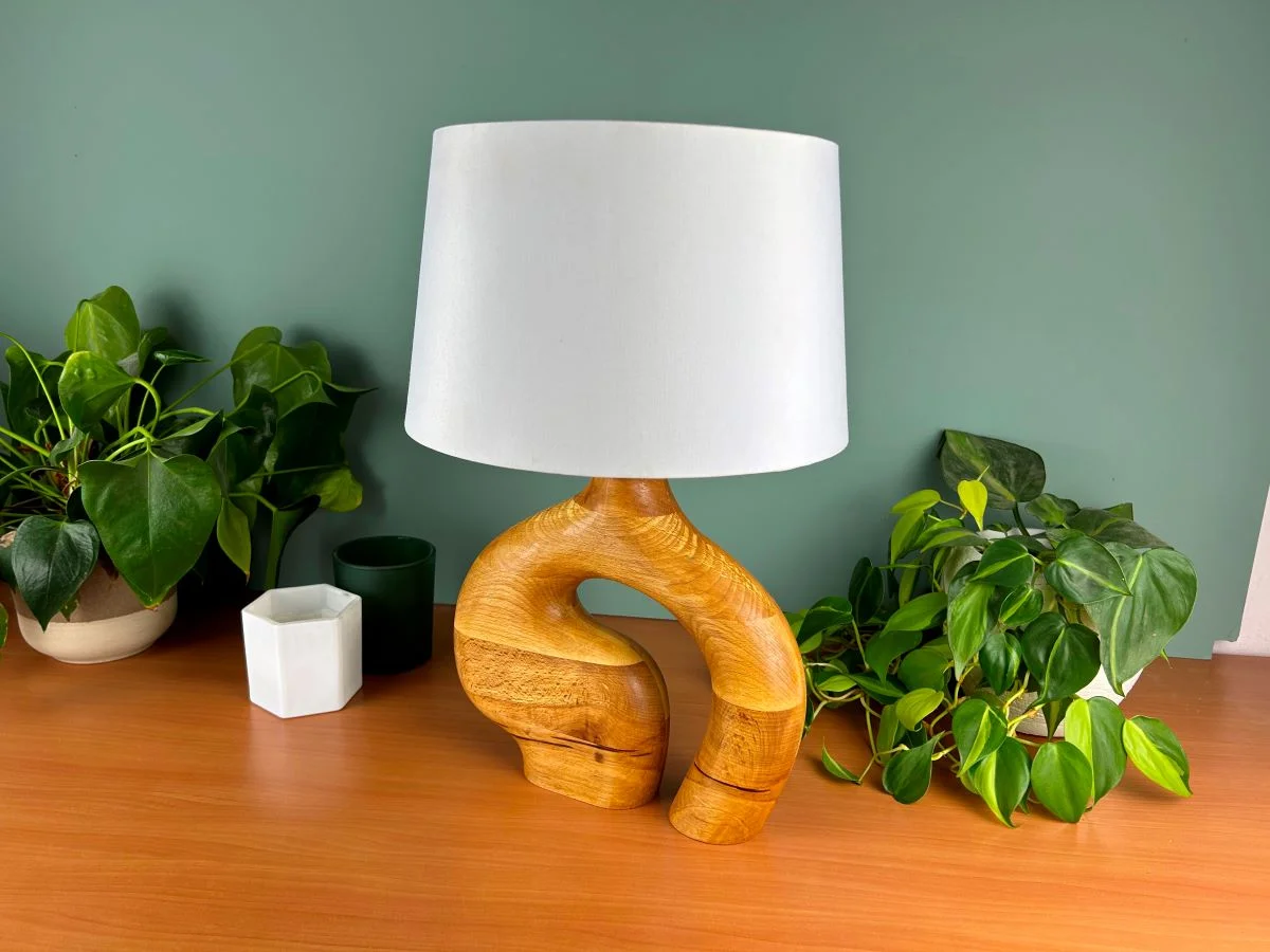 Lampe a chevet - Lampe decorative - Lampe en bois - Abat jour boho