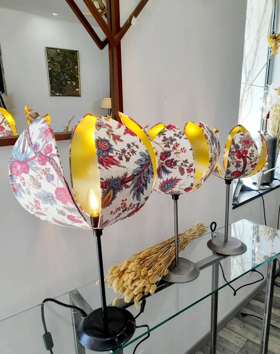 Abat jour – Luminaire – Suspension luminaire – Grande lampe – Home deco – Motif fleurs - By three