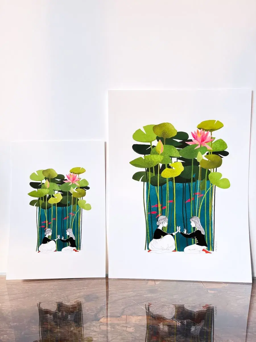 Thumbnail: Illustration Where Have You Been Lately? - Fusion entre Asie et Occident - Fait main - Made in France - Affiche décorative