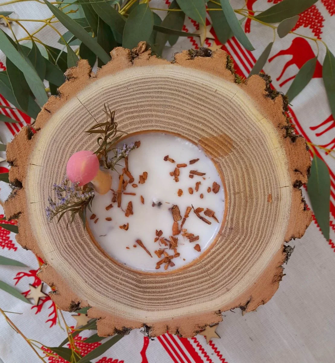 Bougie rondin de bois - Fait main - Made in France - Bougie décorative