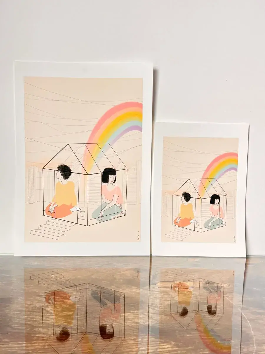 Thumbnail: Illustration Concerning My Daughter - Hommage au roman de Kim Hye Jin - Fait main - Made in France - Idées de cadeaux