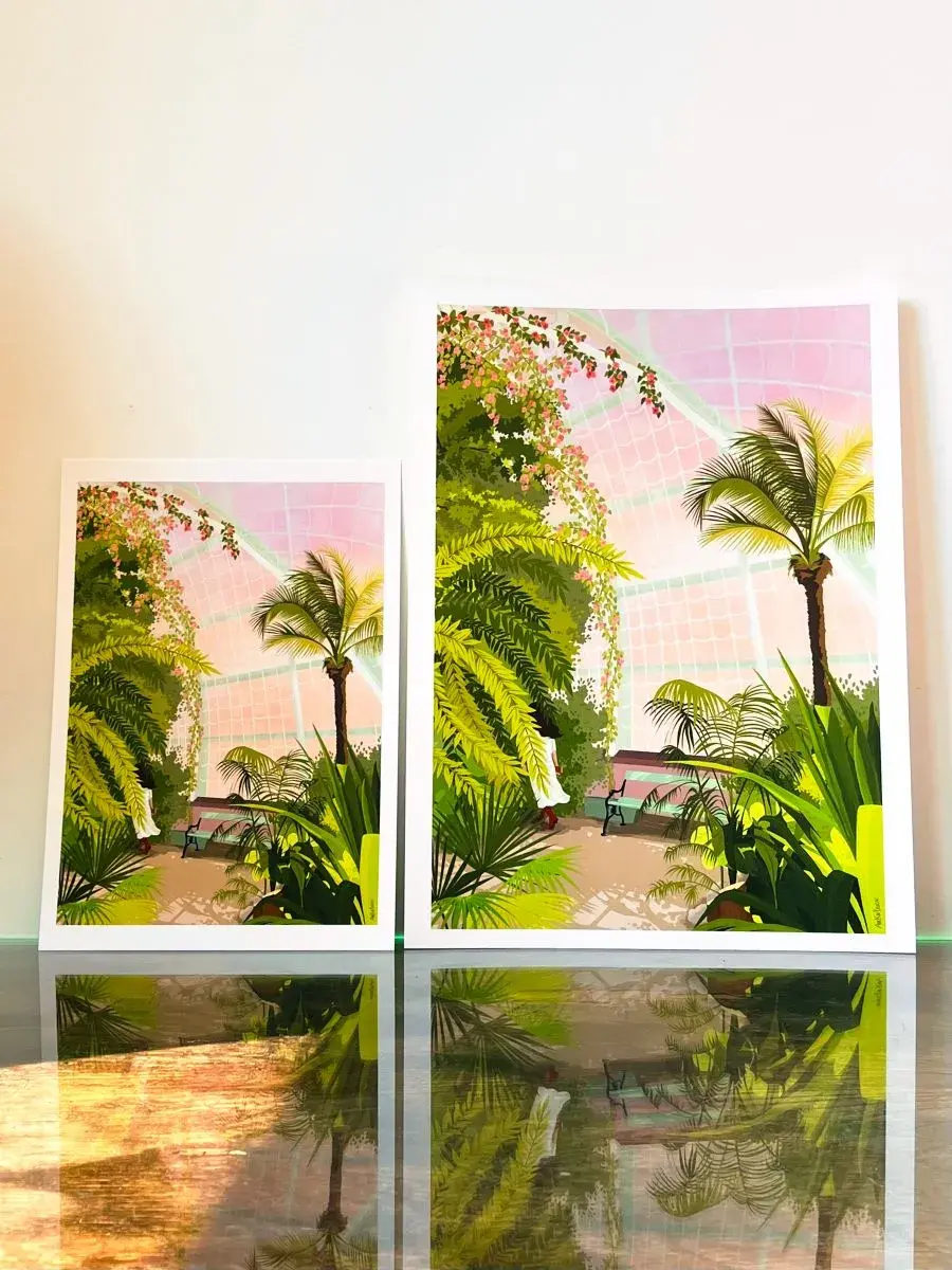 Thumbnail: Illustration Greenhouse - Voyage tropical au cœur d'une serre - Fait main - Made in France - Idées de décos