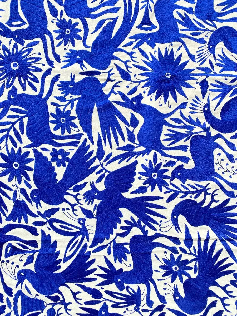 Thumbnail: Toile brodée bleu roi – Un chef-d’œuvre artisanal de Hidalgo - Fait main - Made in Mexico - Déco salon