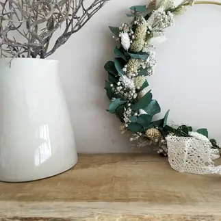 NINA | Couronne Murale Bohème en Fleurs Séchées Naturelles - Fait main - Made in France - Petite décoration