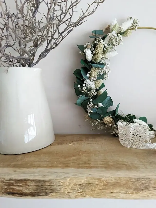 NINA | Couronne Murale Bohème en Fleurs Séchées Naturelles - Fait main - Made in France - Petite décoration