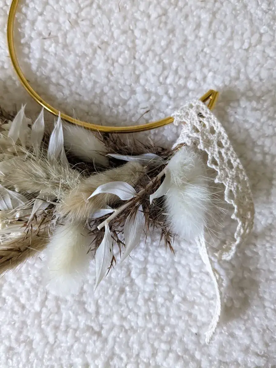 Thumbnail: Petite Couronne Murale en Croissant de Lune Bohème - Déco murale fait main - Idées de déco