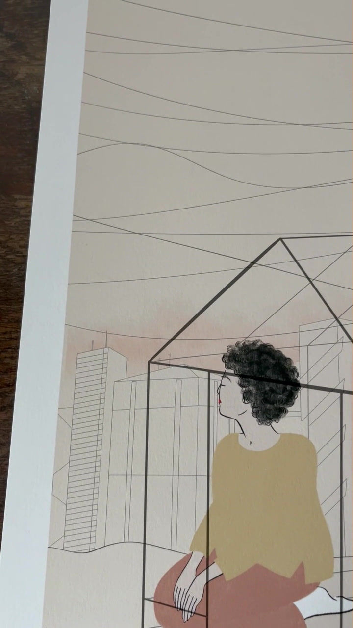 Thumbnail: Illustration Concerning My Daughter - Hommage au roman de Kim Hye Jin - Fait main - Made in France - Déco intérieur