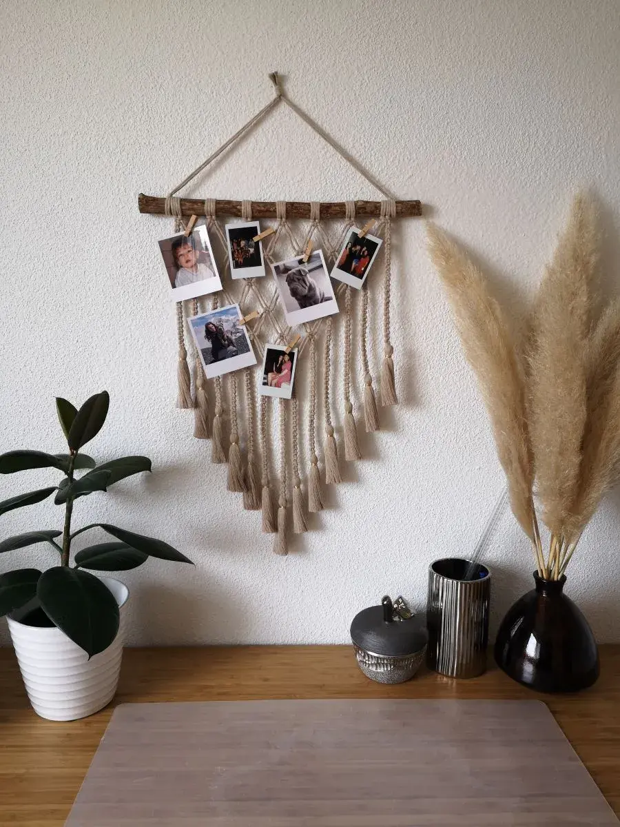 Porte-Photos en Macramé : Élégance Bohème - Suspension macramé - Décoration murale