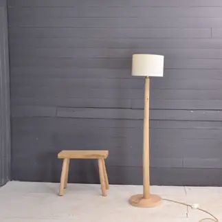 Lampadaire bois en châtaignier clair - Fait main - Made in France - Luminaire