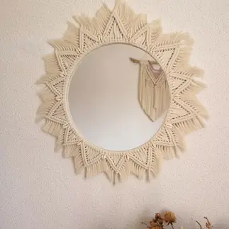 Miroir Bohème Coquillage et Macramé : Touche Naturelle et Élégante - Made in France - Fait main - Décoration murale