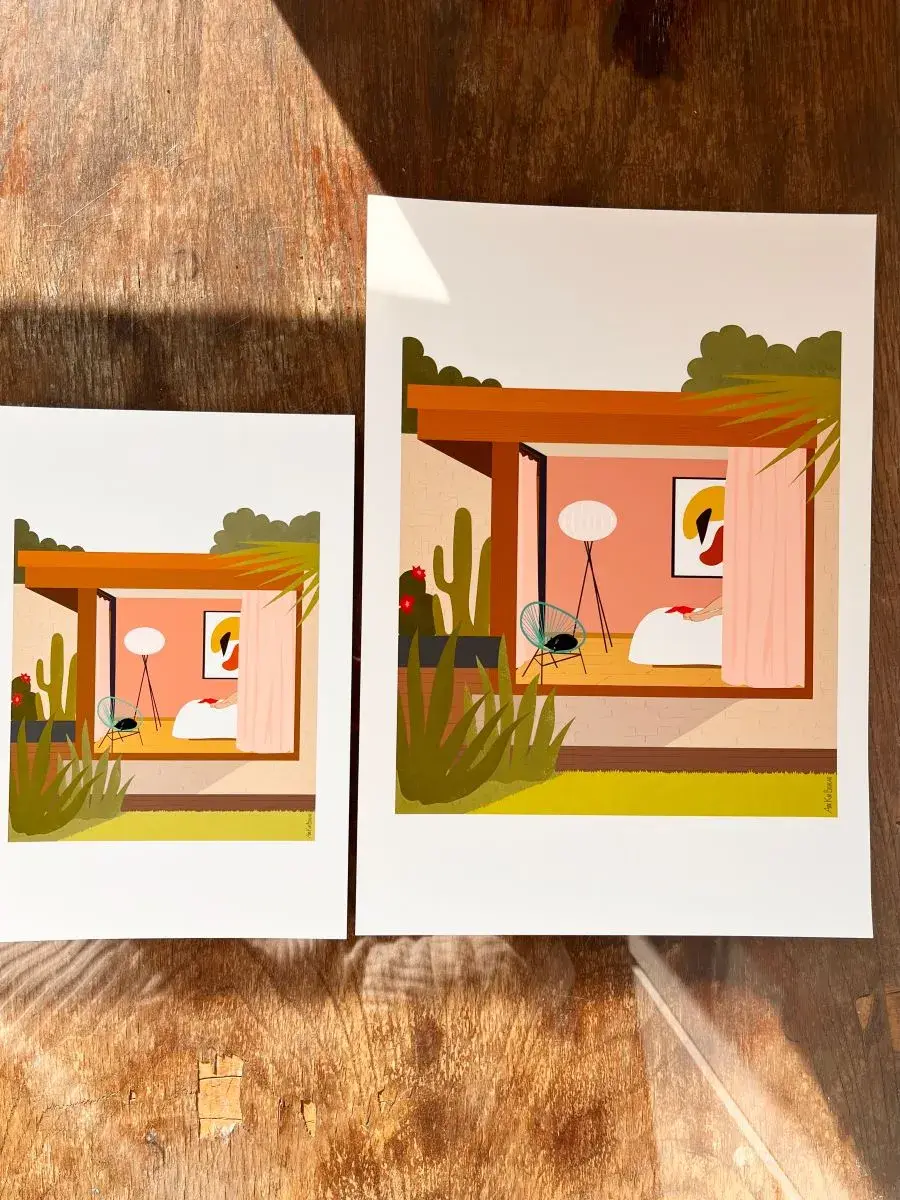 Thumbnail: Illustration At Home - Inspiration mid-century moderne - Fait main - Made in France - Déco maison