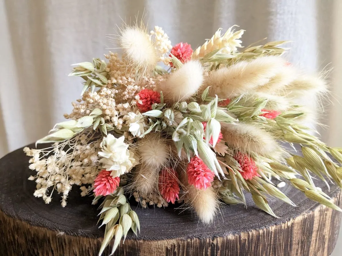 Bouquet de Fleurs Séchées aux Teintes Fraîches et Naturelles - Fait main - Made in France - Décoration intérieur