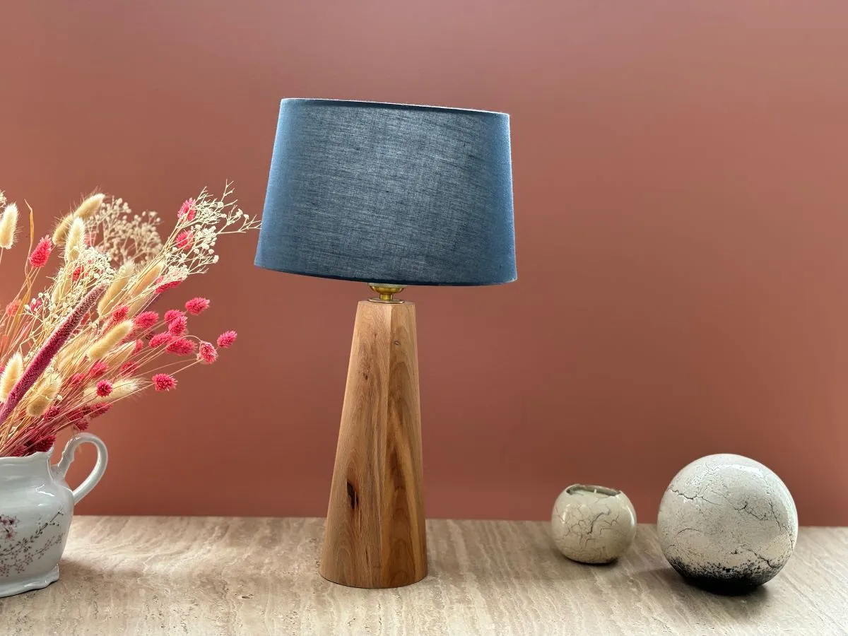 Lampe de chevet en bois massif recyclé - Fait main - Made in France - Luminaire