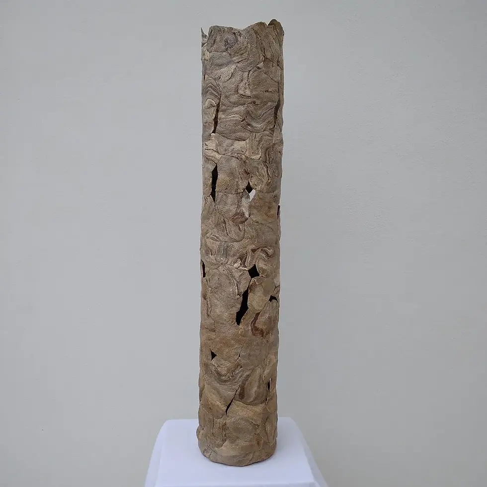 Thumbnail: Grand vase sculpture en grès mêlés – Pièce artisanale élancée de 58,5 cm - Fait main - Déco bohème