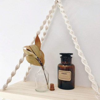 Suspension en macramé - Décoration salle de bain - Étagère simple en macramé - Fait main - Made in France - Décoration intérieur
