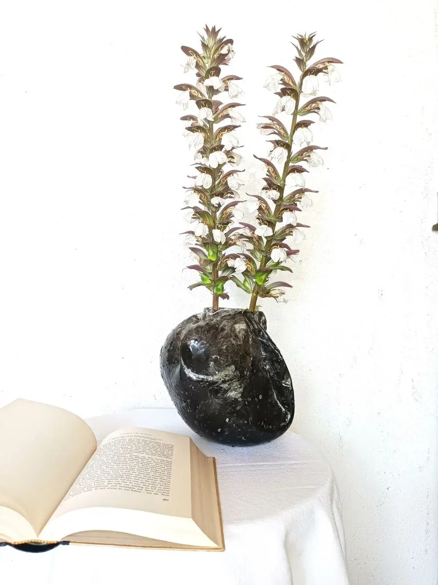 Miniature : vase coureau L - Noir - Vase colore – Petite decoration – Decrations artisanal – Vase ceramique – Vase fleur