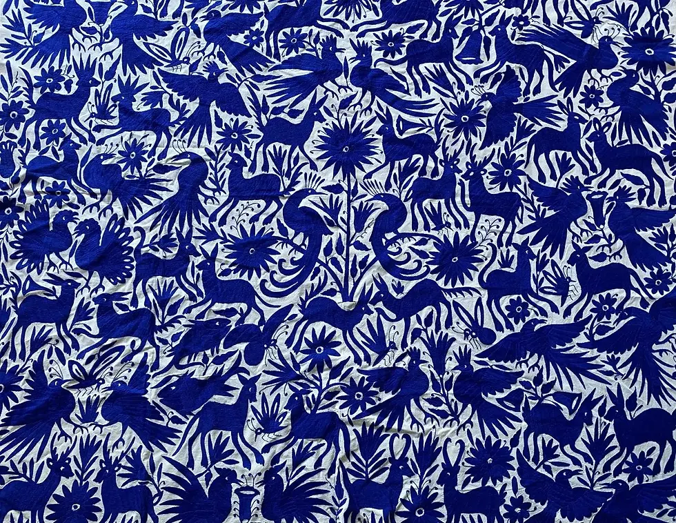 Thumbnail: Toile brodée bleu roi – Un chef-d’œuvre artisanal de Hidalgo - Fait main - Made in Mexico - Idées cadeaux