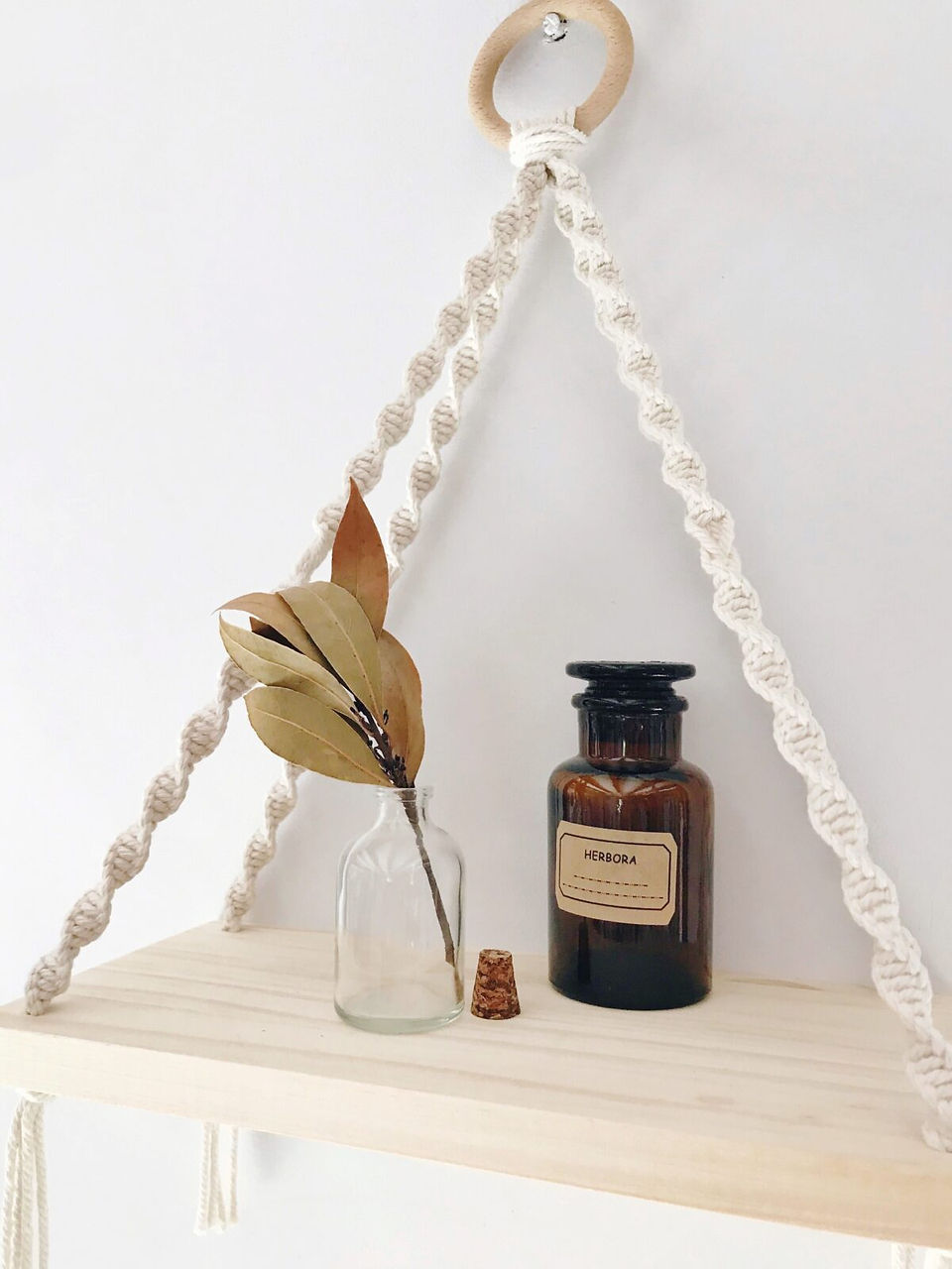 Simple macrame shelf - French macrame - French wood art - French home decoration - French luxury