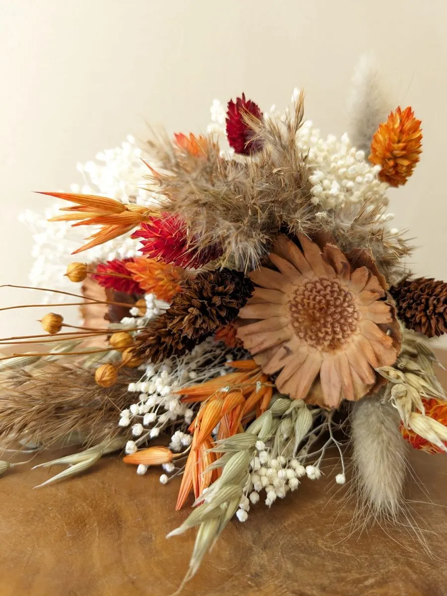 Bouquet de Fleurs Séchées aux Teintes Chaudes et Réconfortantes - Fait main - made in France
