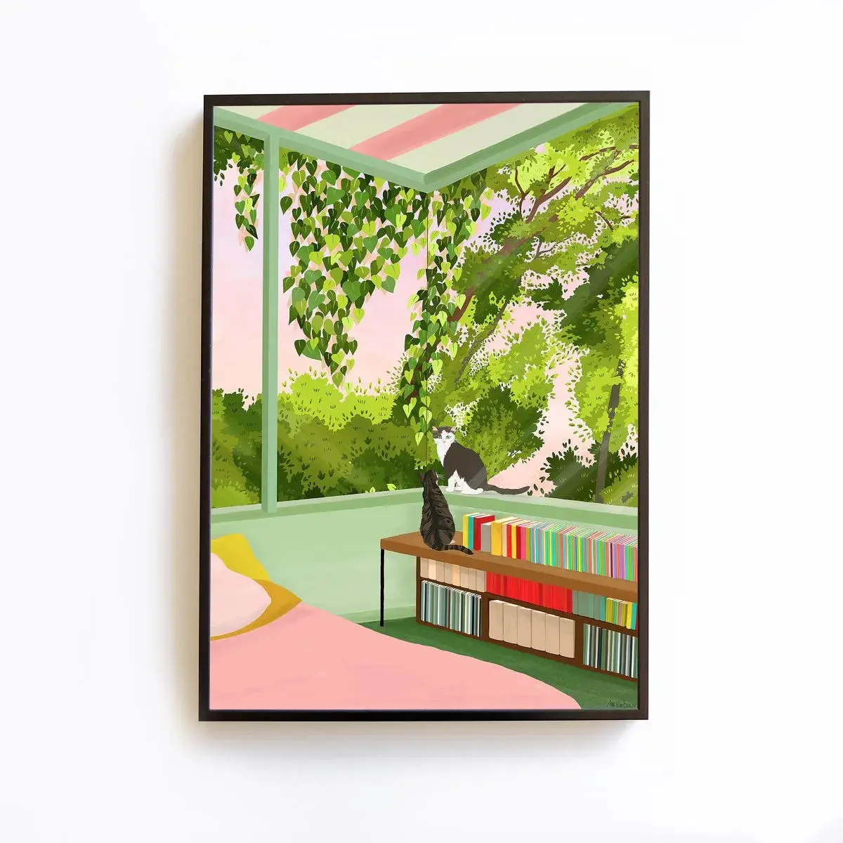 Illustration L'Invité - Scène de charme coréen - Fait main - Made in France