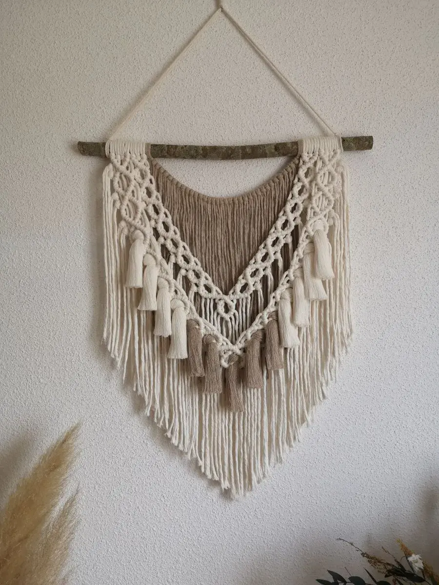 Thumbnail: Tenture Macramé et Bois Naturel : Artisanat Chaleureux - Décoration murale - Suspension murale - Déco maison - Déco nature