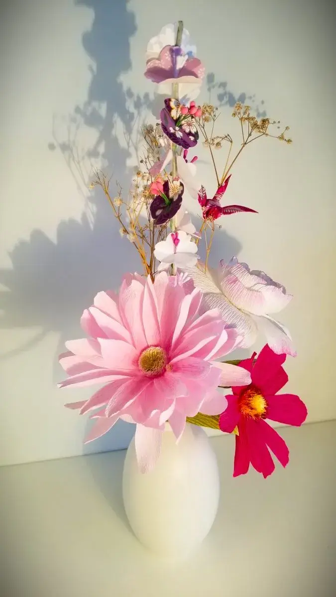 Thumbnail: Bouquet Dahlia, Gerbera et Magnolia – Composition Florale Artisanale en Papier - Fait main - Made in France - Déco origami