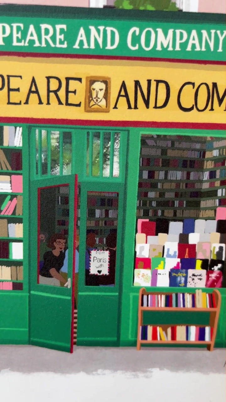 Thumbnail: Illustration Librairie Shakespeare & Co - L’emblématique librairie parisienne - Fait main - Made in France - Affiche décor