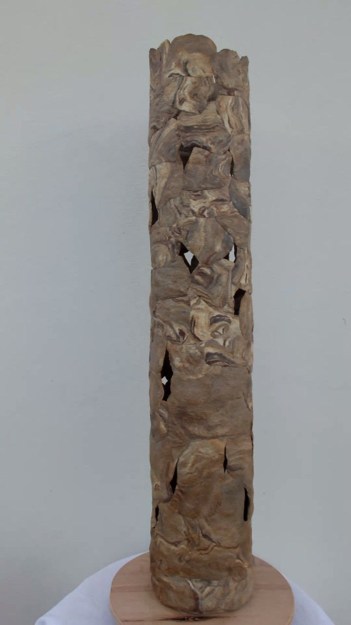 Thumbnail: Grand vase sculpture en grès mêlés – Pièce artisanale élancée de 58,5 cm - Fait main - Vidéo déco