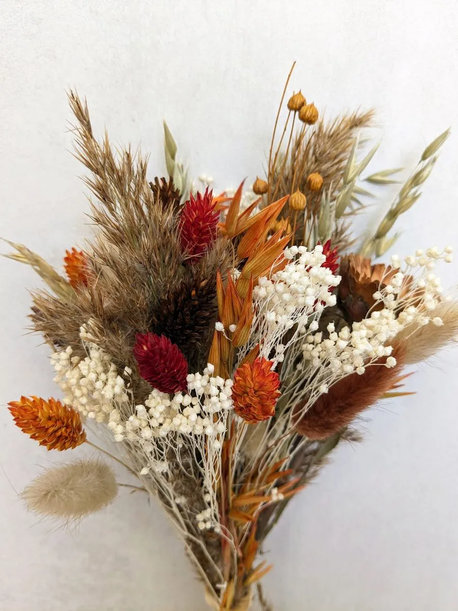 Bouquet de Fleurs Séchées aux Teintes Chaudes et Réconfortantes - Fait main