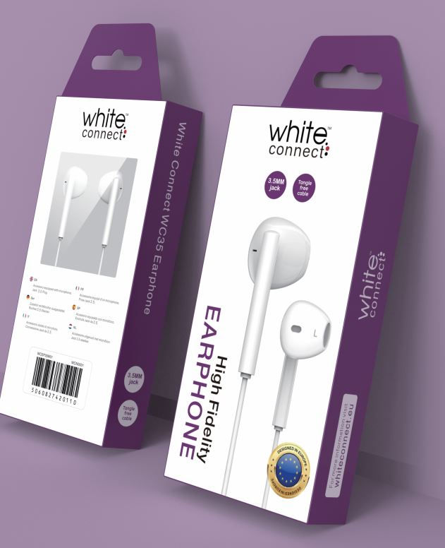 🎧 White Connect Earphones – Wired with 3.5mm Jack