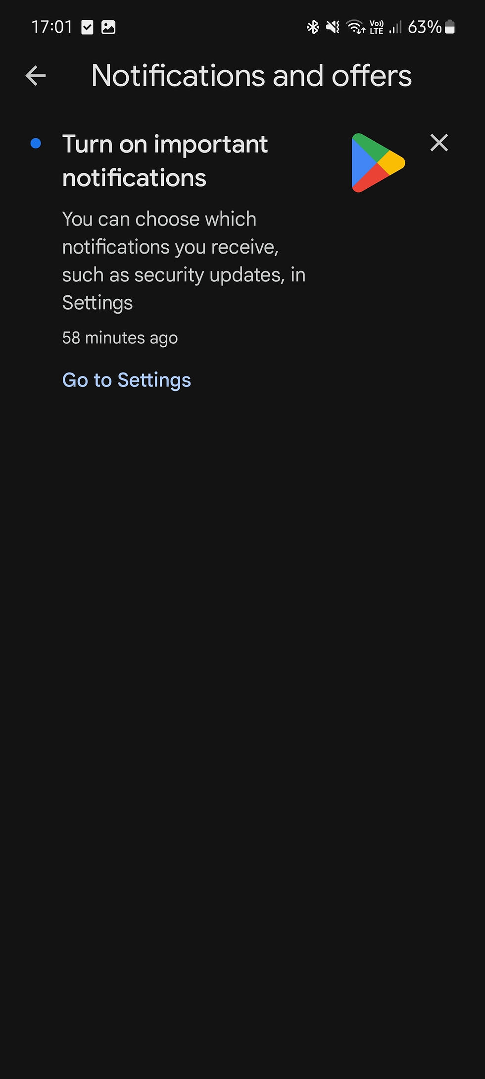 Google Play store notification center