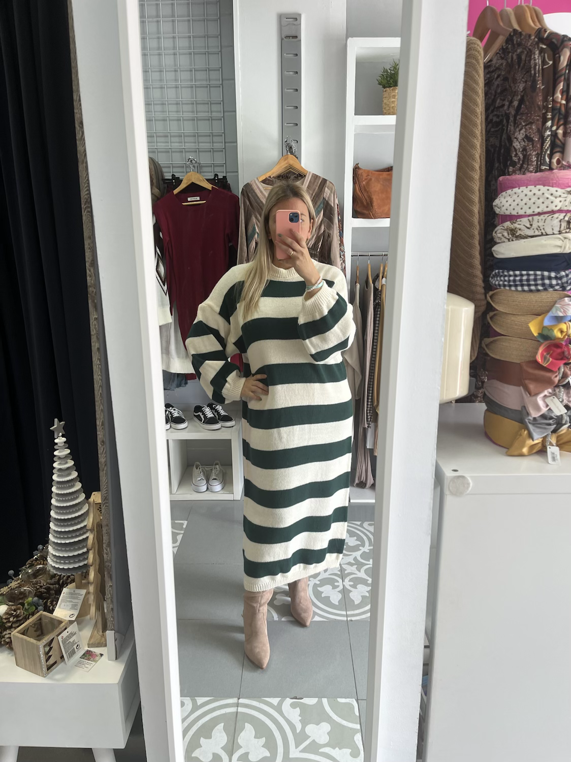 Vestido rallado chocolate
