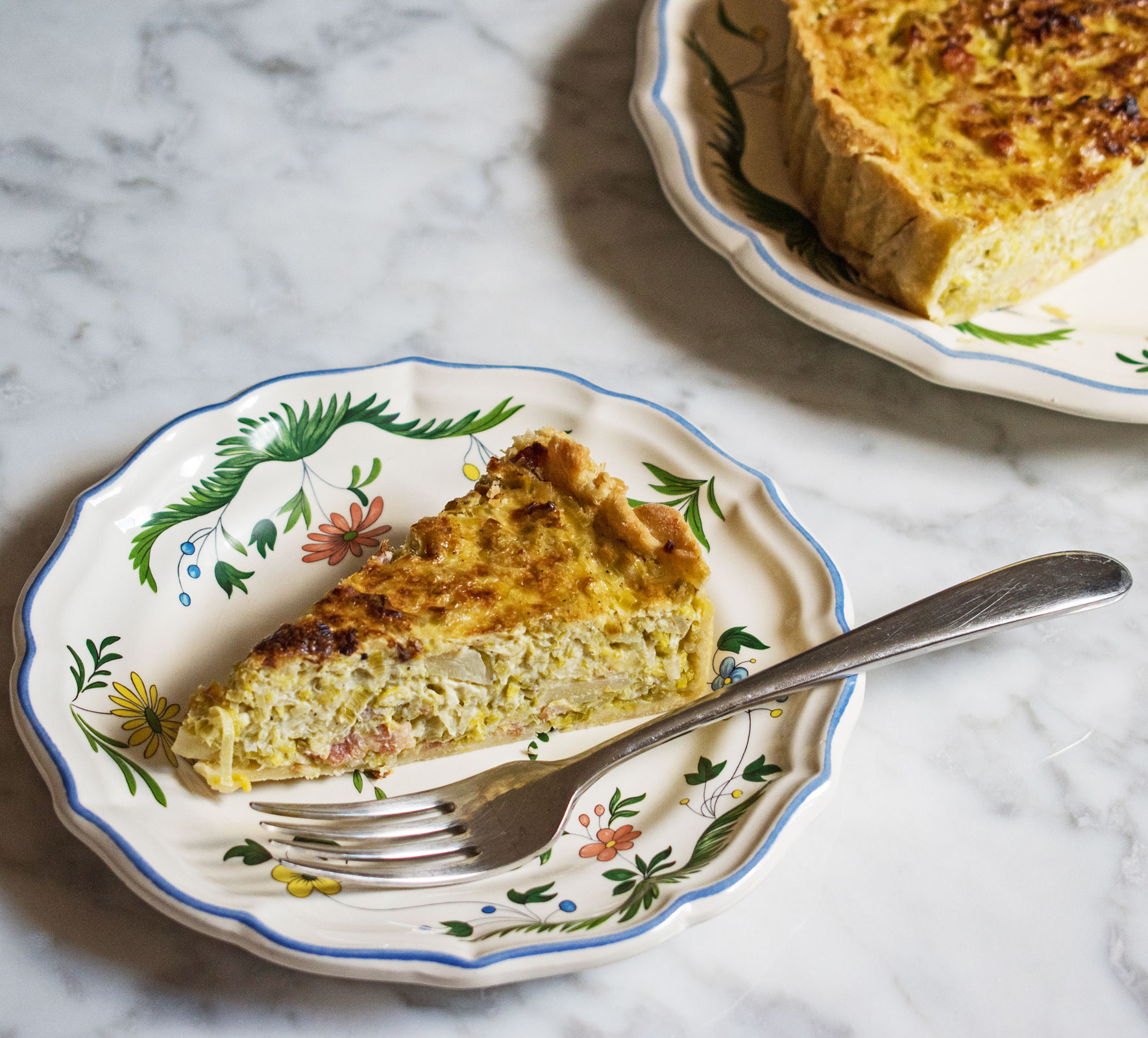 Flan aux poireaux et lardons (leek and bacon tart)