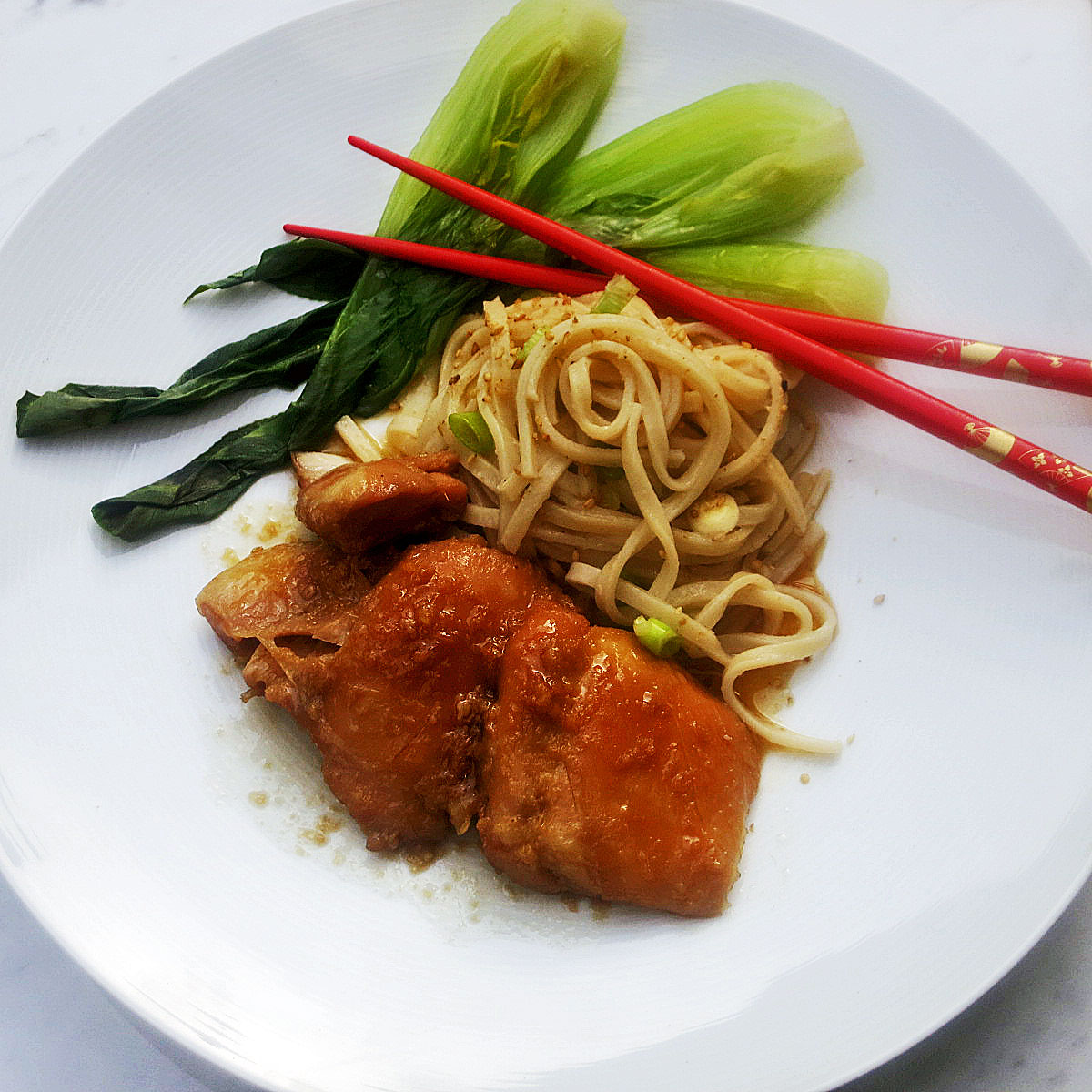 Chicken with soya sauce, honey, garlic & ginger