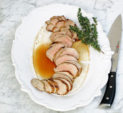 Seared marinated pork fillet