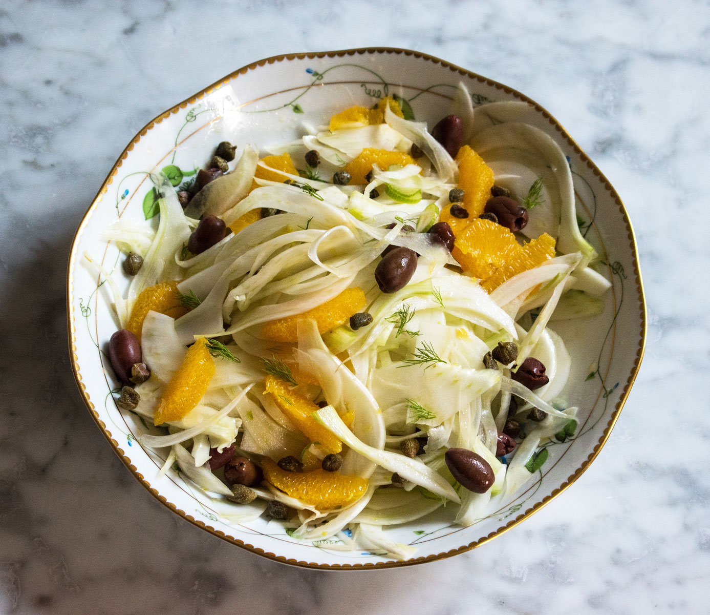 Fennel, orange, black olive and caper salad