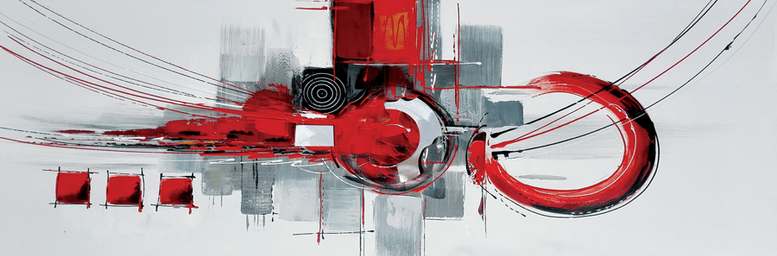 Tableau Abstrait Rouge - 50x150cm