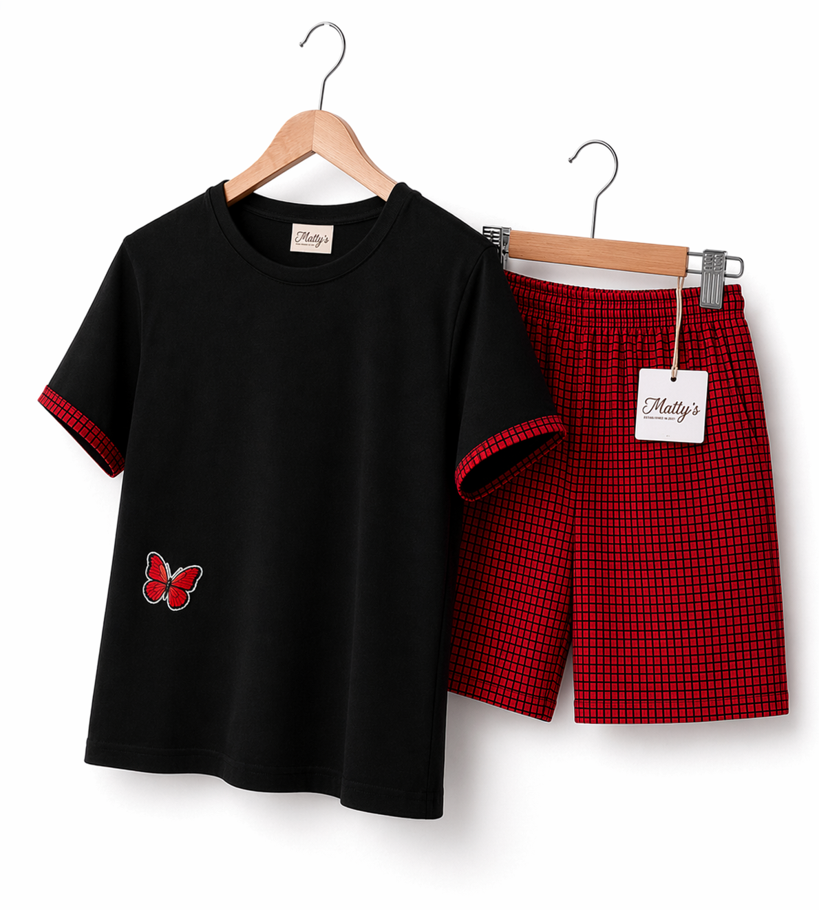 Einzelstück Roter Schmetterling – Pyjama Set