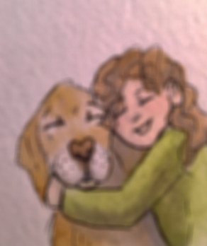 girl hugs dog