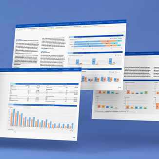 Chart-Darstellungen mit einer Auswahl verschiedener Diagramme und Tabellen