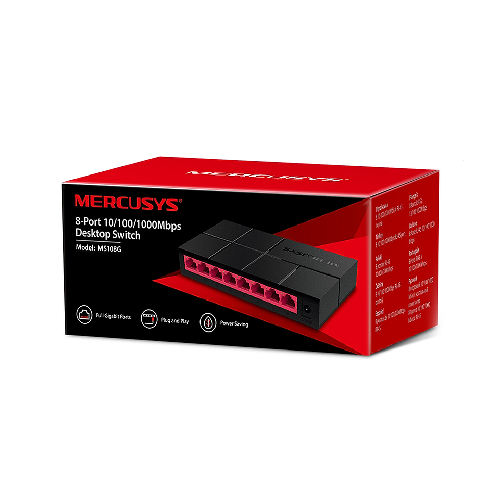 Miniatura: Switch de escritorio Mercusys 8 puertos 10/100/1000 Mbps, No Administrable