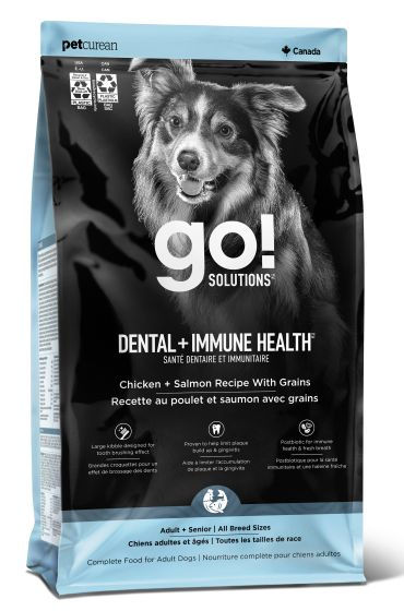 Go Dental + Immune Health Recette Poulet + Saumon avec Céréales pour Chien