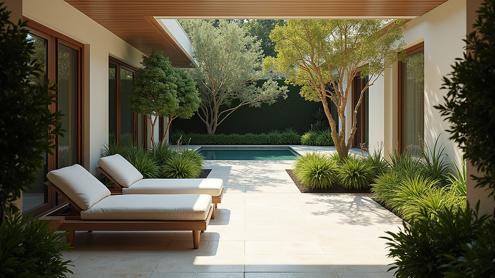 High angle view of a beautifully designed patio