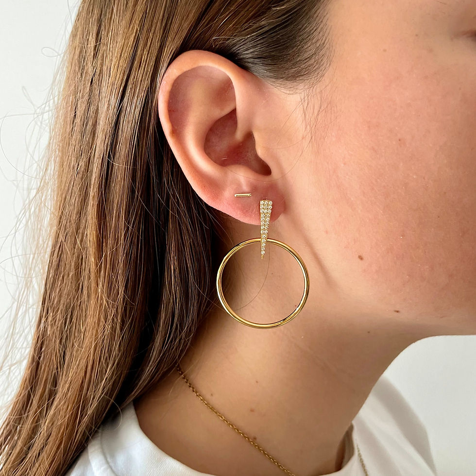 Miniatura: Gold hoops with pavé Circonias 