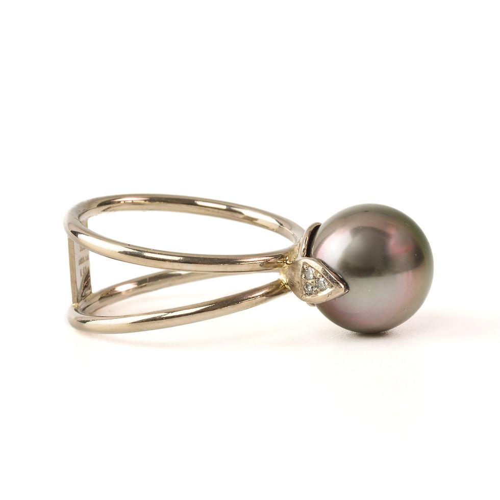 Miniaturbild: Weißgold Ring mit Tahitiperle, Tahitiperlenschmuck