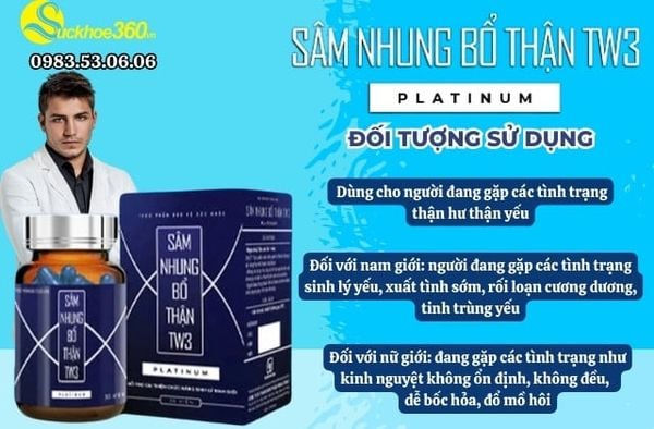 đối tượng sử dụng sâm nhung bổ thận tw3 platinum