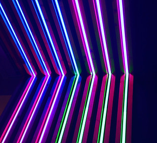 turned on green, purple, and blue neon l