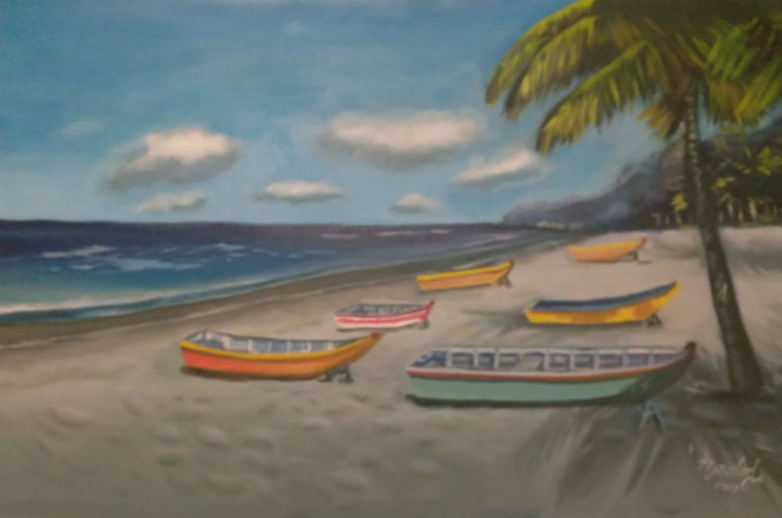 MARINHA COM BARCOS 40 X 60 cm